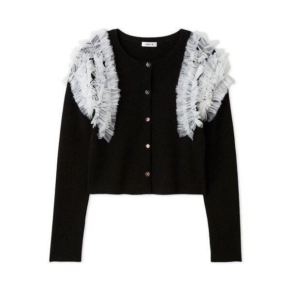 ショルダーチュールフリルニットカーディガン | フレイ アイディー